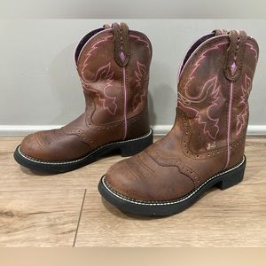Justin Gypsy Boots Womens Size 7B Brown Western Cowgirl Pull On L9903 Leather